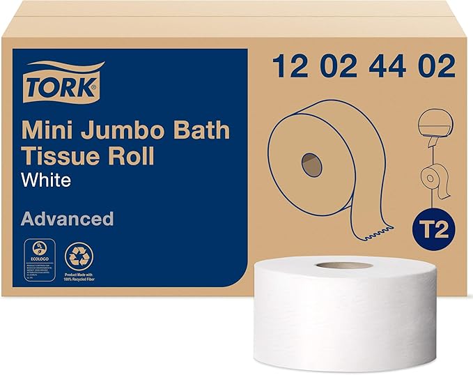 Tork Matic Paper Hand Towel Roll White H1 and Tork Mini Jumbo Toilet Paper Roll