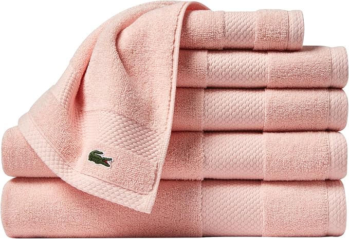 Lacoste Heritage Supima Cotton 6-Piece Towel Set, 2 Bath Towels, 2 Hand Towels