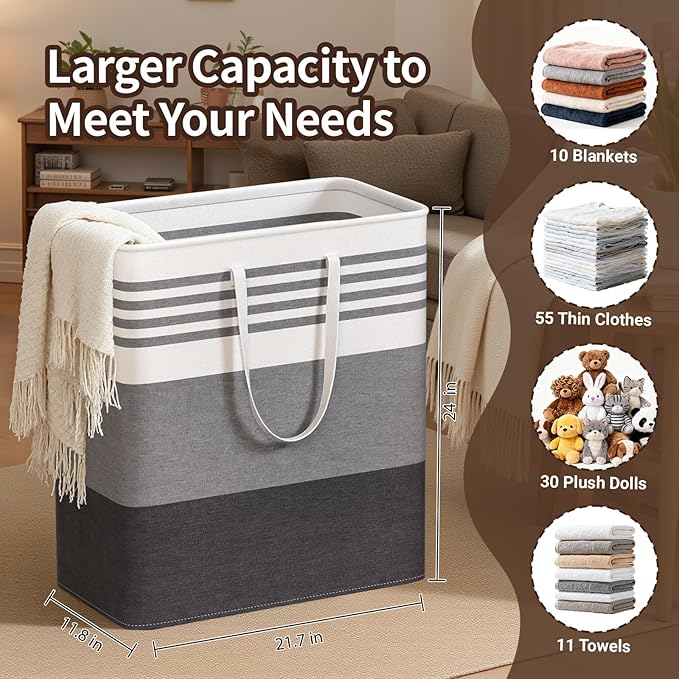 WOWBOX 2 Pack Laundry Hampers Baskets, Freestanding Dirty Clothes Hampers