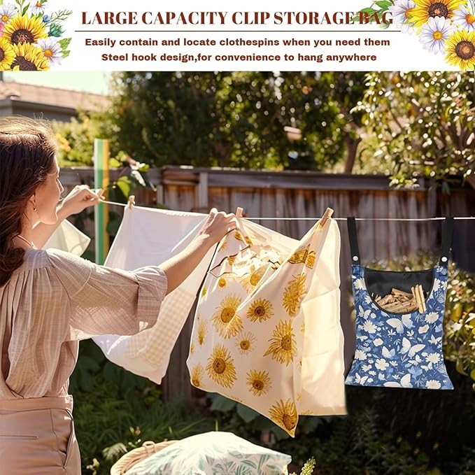 2 Pcs Butterfly and Floral Clothespin Bag