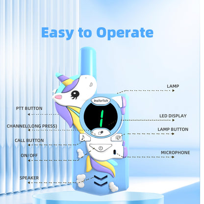 Unicorn Walkie Talkies for Kids,Toys Gifts for 3 4 5 6 7 8 9 Year Old Boys Girls,3 Channels 2 Way Radio Toy, 2 Miles Range for Outside, Camping, Hiking (Blue)…