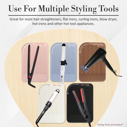 Heat Resistant Mat - Curling Iron Holder - Straightener pad - Flat Iron Holder - Silicone Mat for Hair Tools - Hot Tool Mat - Salon Tools - Hot Iron Holster - Vanity Mat - Vanity Accessories for Women