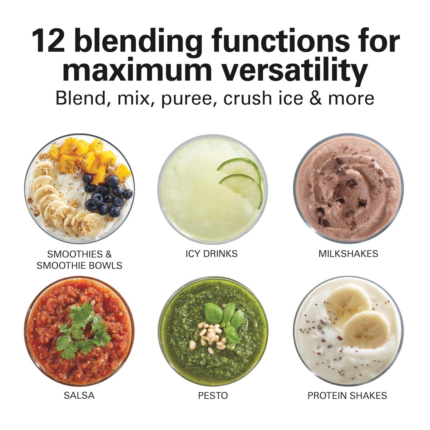 Hamilton Beach Power Elite Wave Action Blender For Smoothies, 40 Oz Glass Jar, 12 Functions Including Puree, Crush Ice, 700 Watts - Black (58148A)