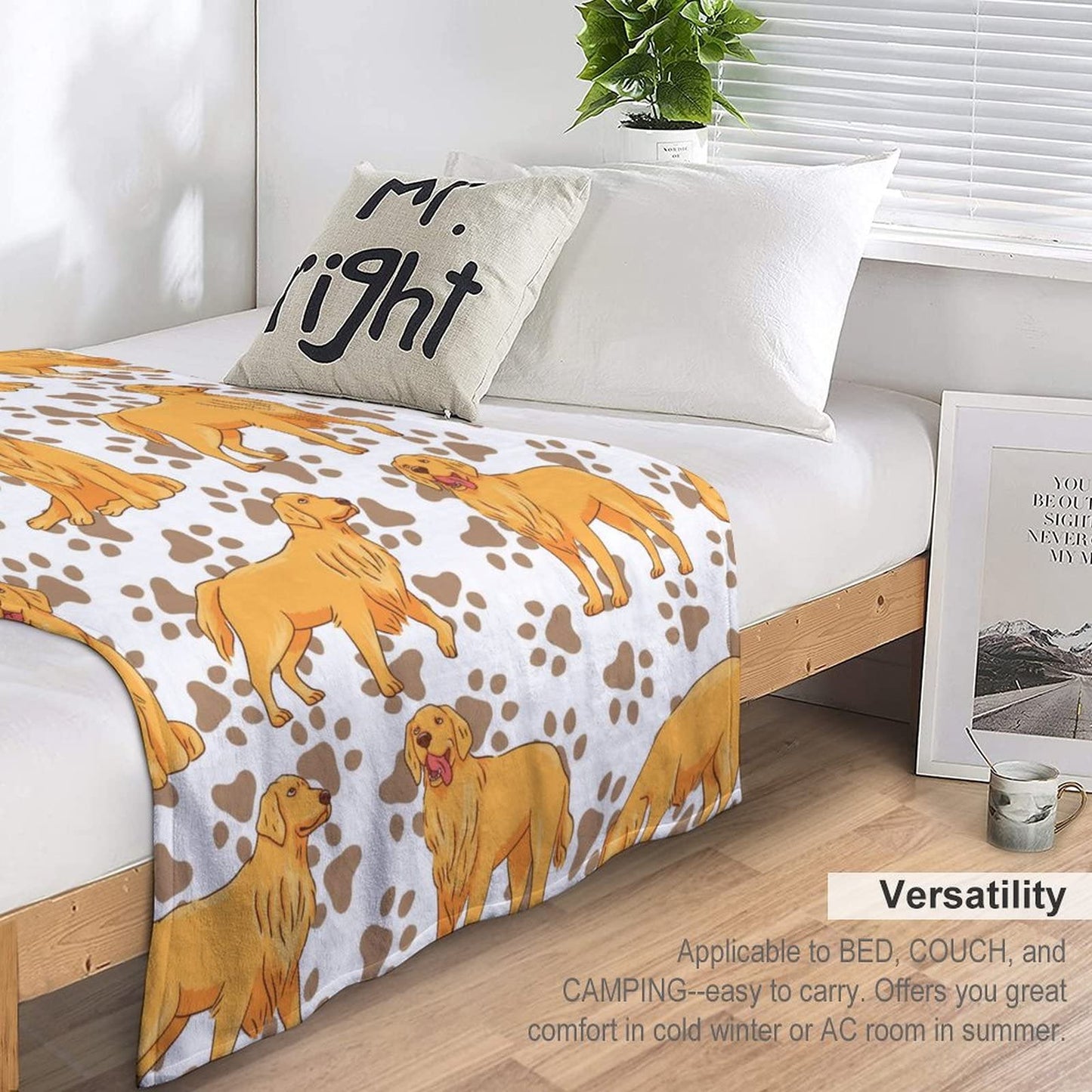 AIOMXZZ Golden Retriever Blanket Gifts, 60"x80" Dog Pattern Flannel Fleece Throw Blanket Soft, Lightweight, Comfortable, Warm Golden Retriever Themed Blanket for Humans Adults Kids