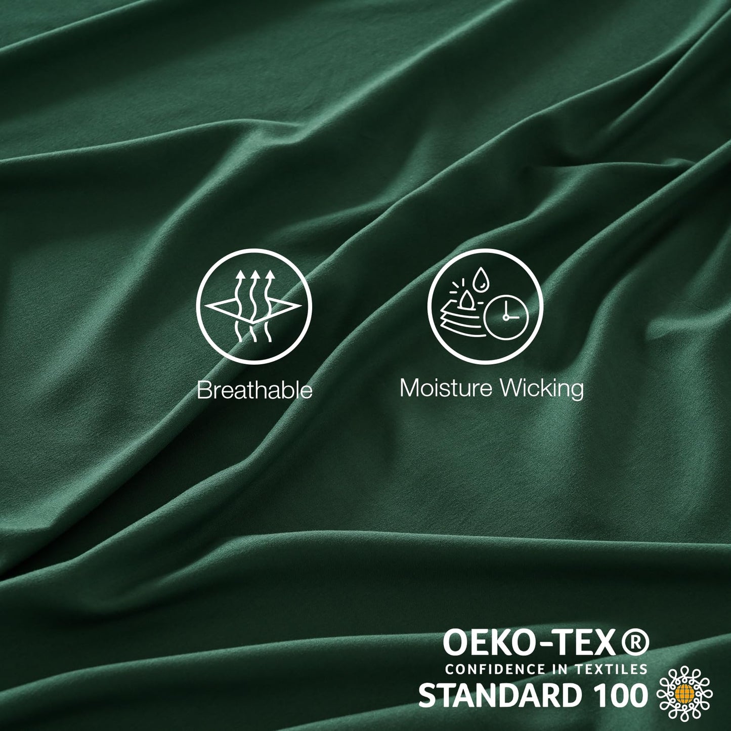 Yibeizi Green King Sheet Set,Soft Microfiber Cooling Bed Sheets,4 Pieces Deep Pocket Fitted Bedsheet Flat Sheet & Pillowcases
