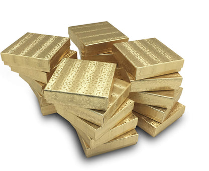 TheDisplayGuys - 25-Pack #53 Kraft Paper Cardboard Gift Boxes/Jewelry Cases w. Cotton Padding & Lid - Gold Foil - (5.4" x 3.9" x 1.0")