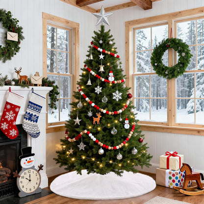 White Tree Skirt 48 Inch Large Faux Fur Tree Skirts Plush Holiday Christmas Tree Decorations for Xmas Ornaments Winter Indoor Party Decor