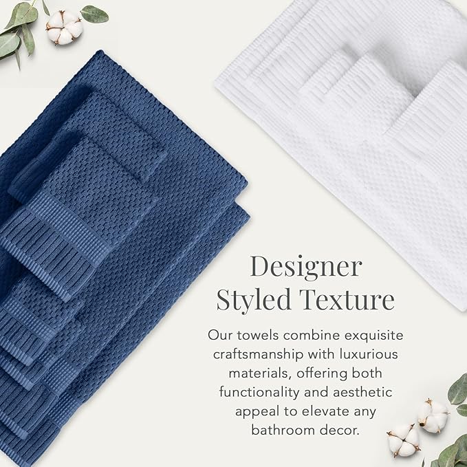 NY Loft 100% Cotton 4 Pack Bath Towel Set| Navy Bath Towels | Super Soft &