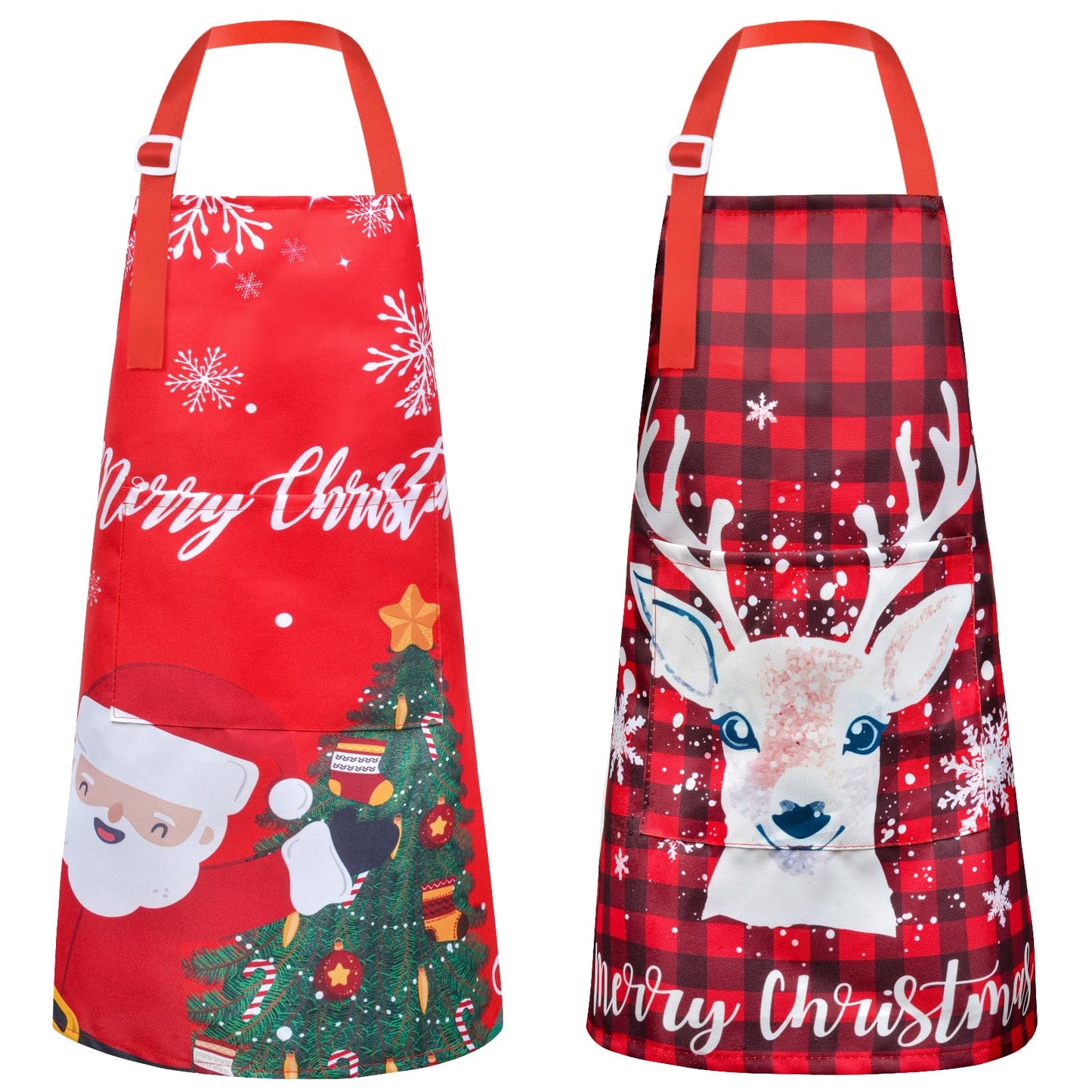 PASHOP 2 Pack Kids Christmas Apron Toddler Christmas Apron With Pockets for Kids Girls Boys Cooking Baking Painting