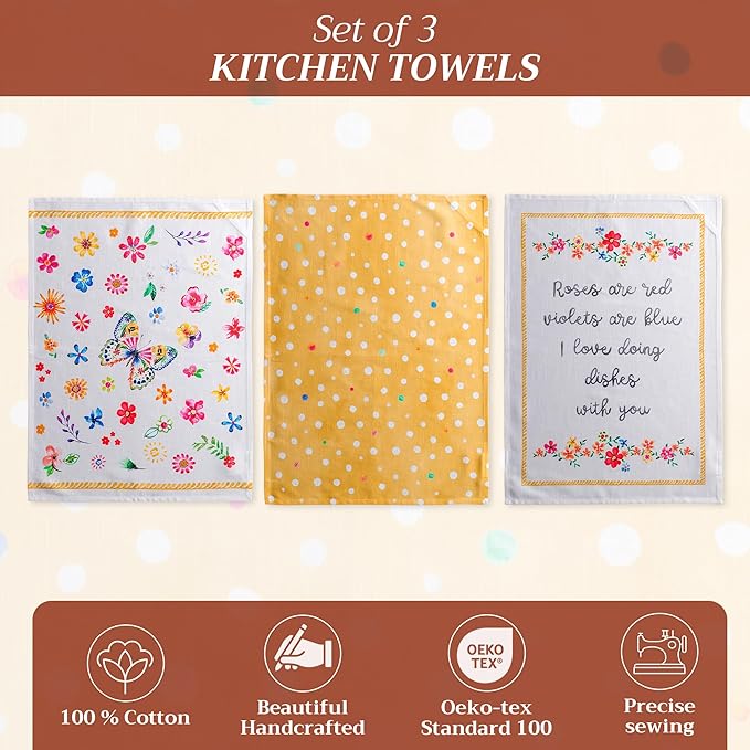 Maison d' Hermine Kitchen Towels Set of 3 100% Cotton 27.50" x 20" Reusable