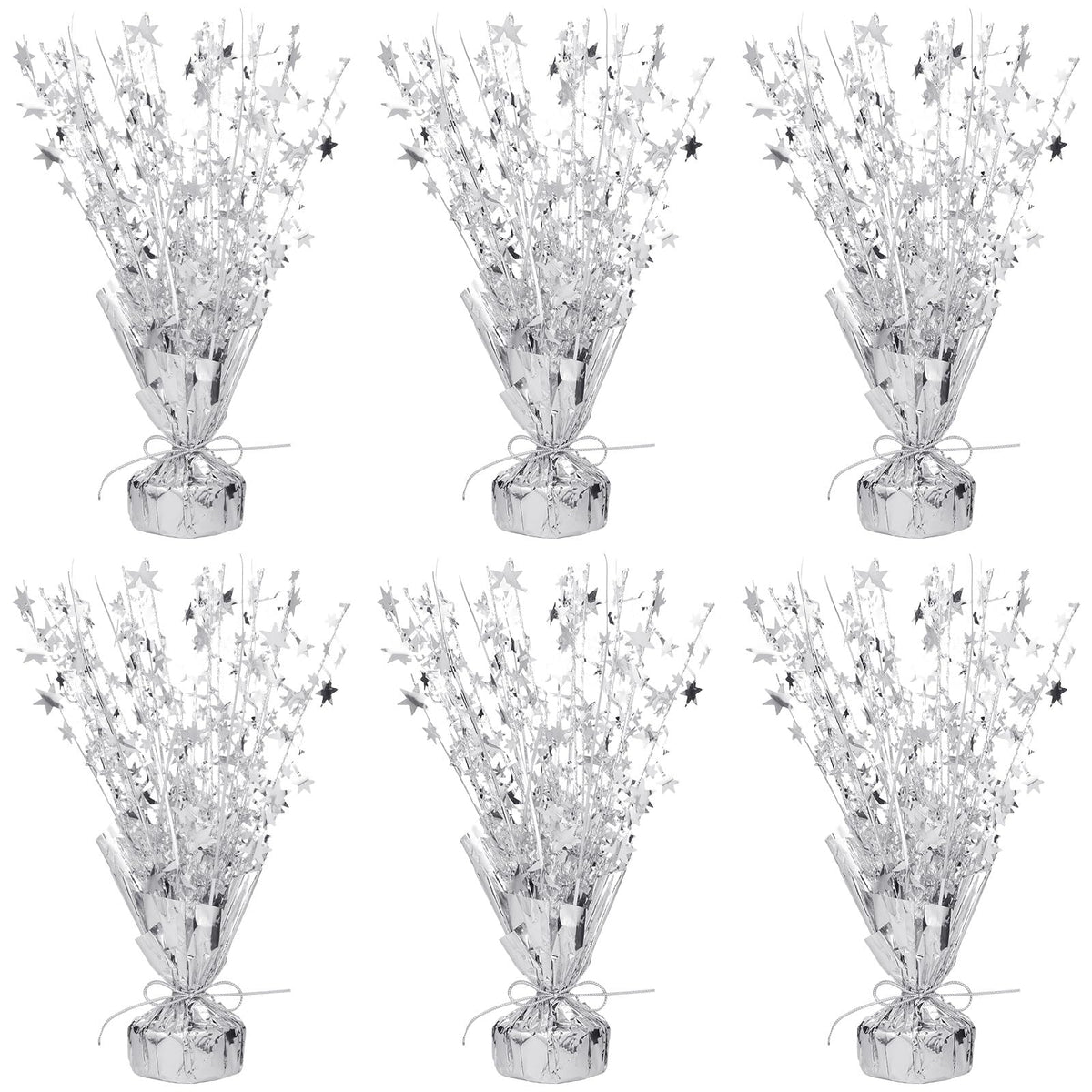 6 Pack Metallic Foil Spray Centerpiece Table Decoration Silver Star Party Centerpieces Table Decorations for Birthday Wedding Anniversary 2026 Graduation Party Decor