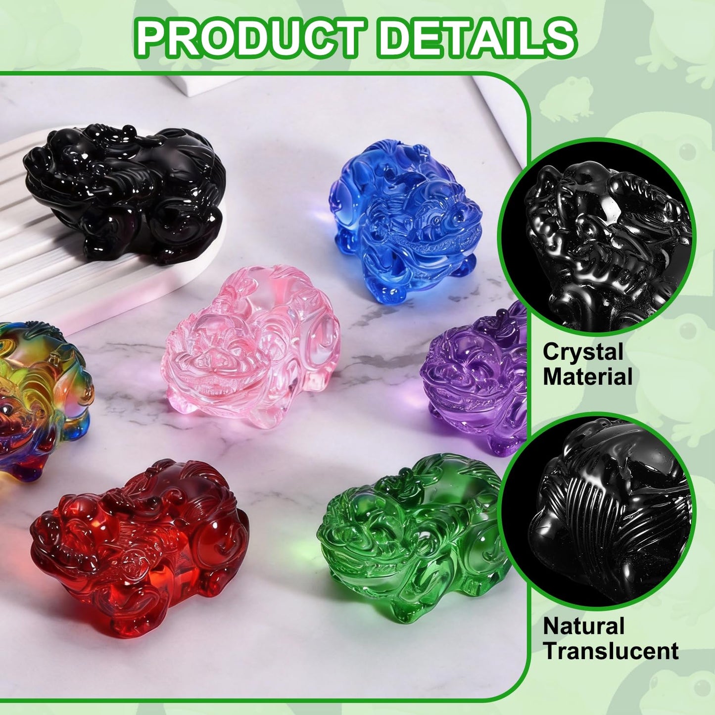 uxcell 2 Pcs Crystal Decorative Ornaments, 1.7" H Chinese Feng Shui Crystal Figurine Mini Pi Xiu Collectible Decor for Table Home Hanging Decorations, Black