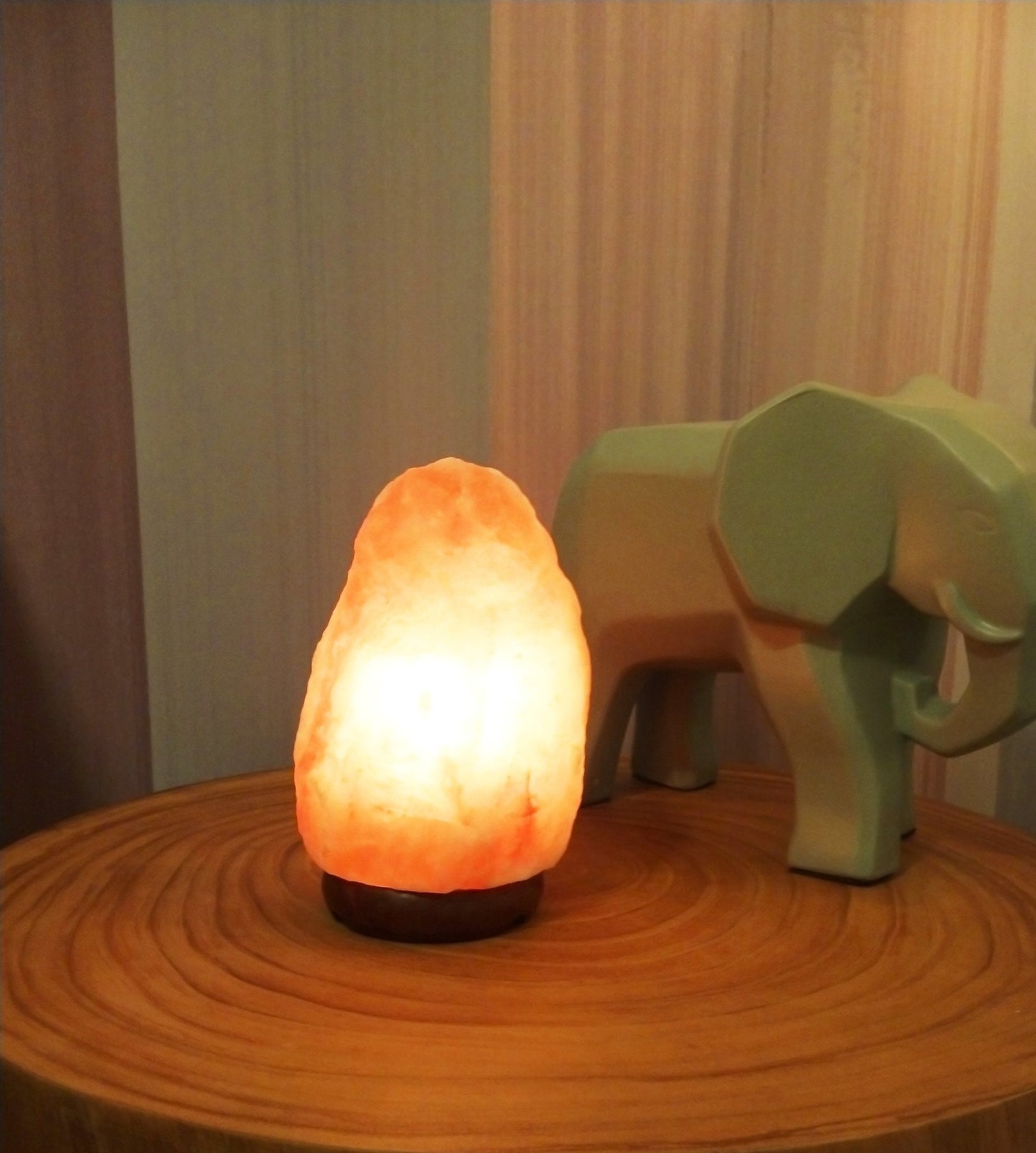 Himalayan Salt Lamp on Genuine Neem Wood Base, Natural Shape, 5-9"