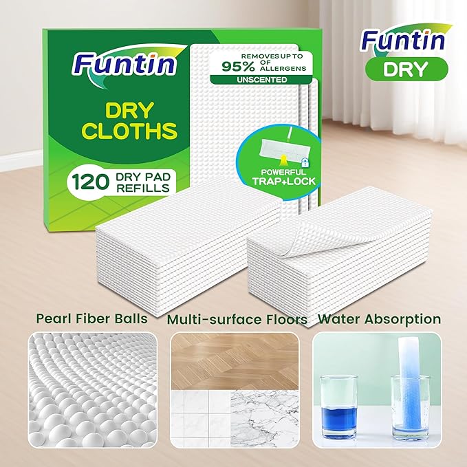 Funtin Thickened Mop Pads for Swiffer Sweeper, Unscented Disposable Mopping