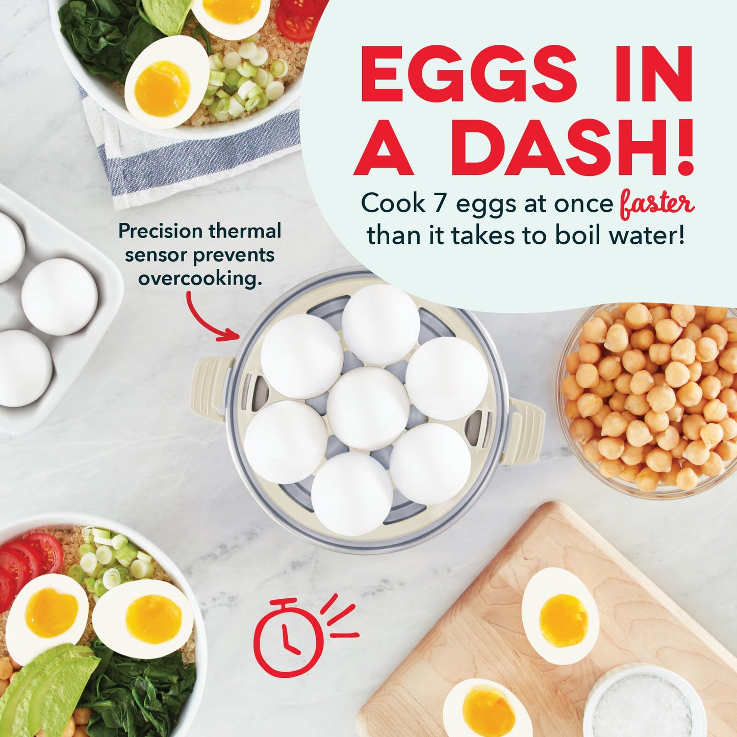 DASH Rapid Egg Cooker: 6 Egg Capacity Electric Egg Cooker for Hard Boiled Eggs, Poached Eggs, Scrambled Eggs, or Omelets with Auto Shut Off Feature - Aqua, 5.5 Inch (DEC005AQ)