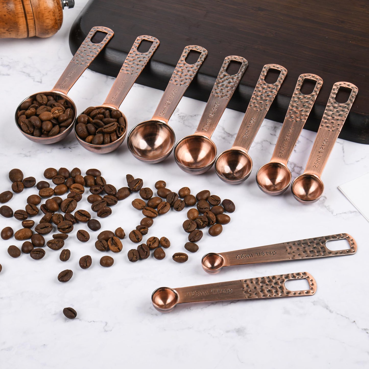 Nstezrne Copper Plated Measuring Cups and Spoons set 18 for Dry & Liquid, Metric & US Stainless Steel Measuring Cup and Spoon Set with Leveler for Baking & Kitchen