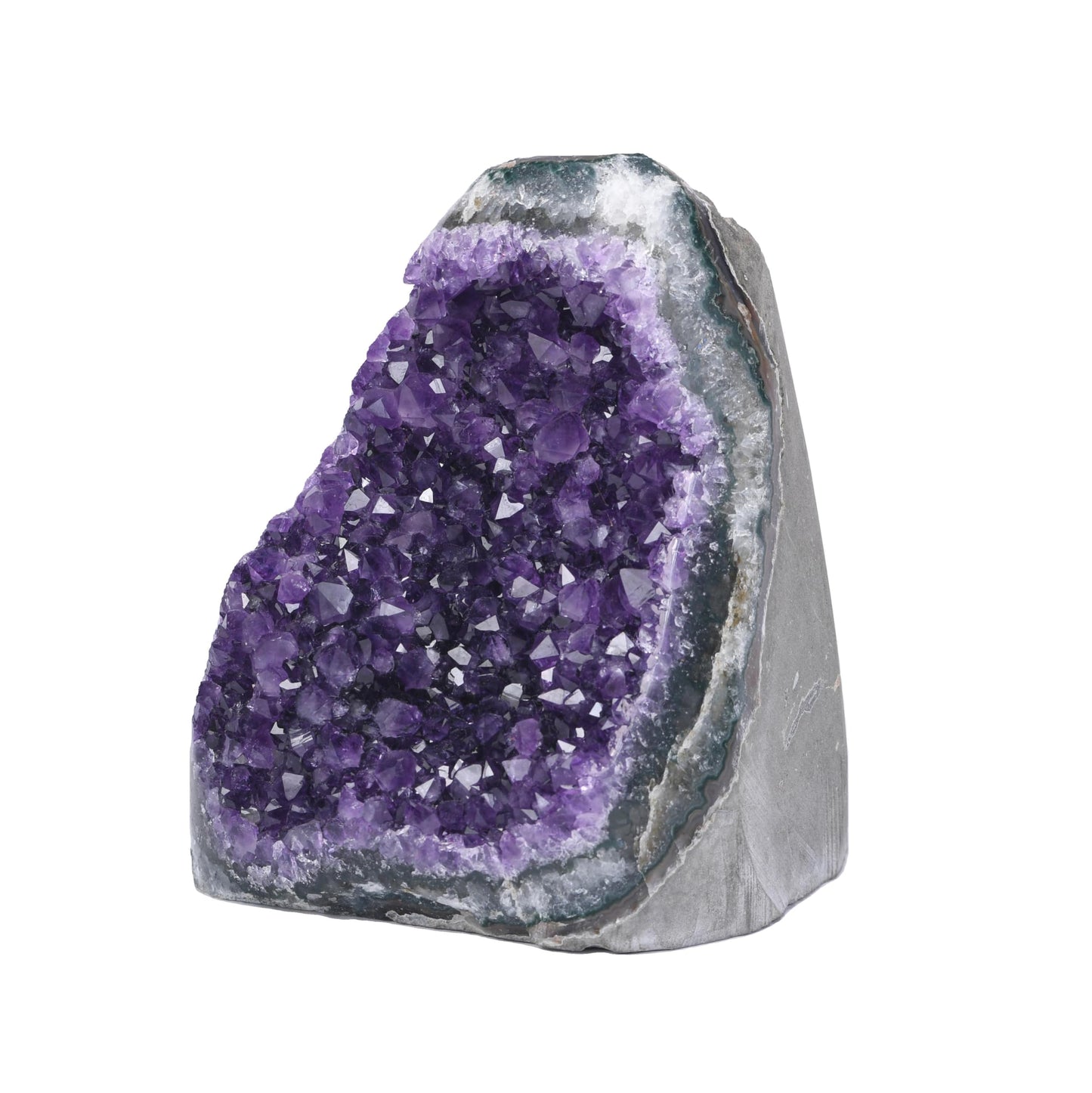 Premium Amethyst Geode Stone Large Crystal Cluster [2 to 2.5 lb.] - Each Piece is Unique & Natural - Real Raw Healing Crystal Rock from Uruguay - Deep Purple Decoration - FREE Selenite Wand