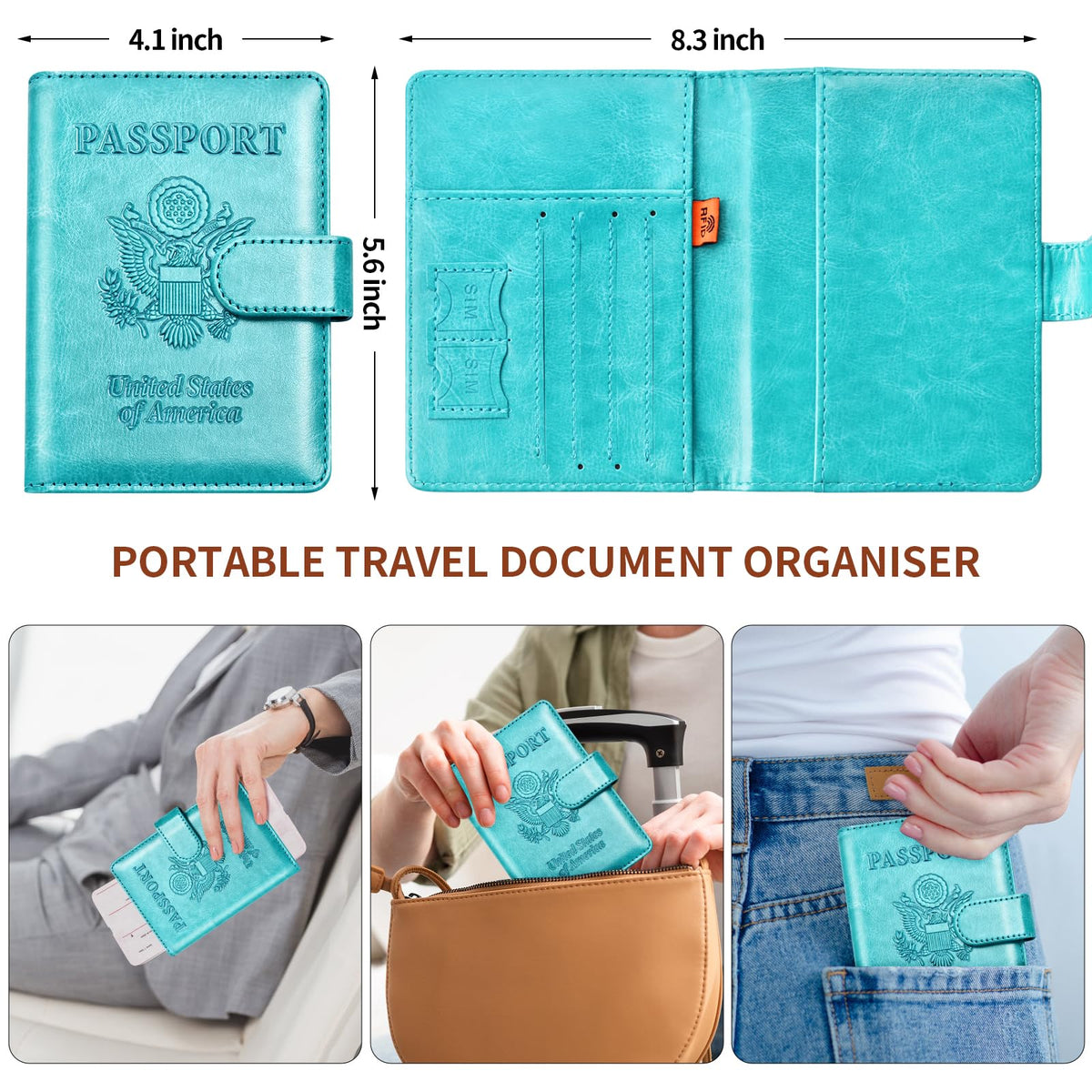 Herain Passport Holder for Travel Cruise Essentials, 2 Pcs Passport Cover Wallet Case Travel Gifts Women Men Family, RFID Passports Book Card Holders Travels Accessories Must Haves