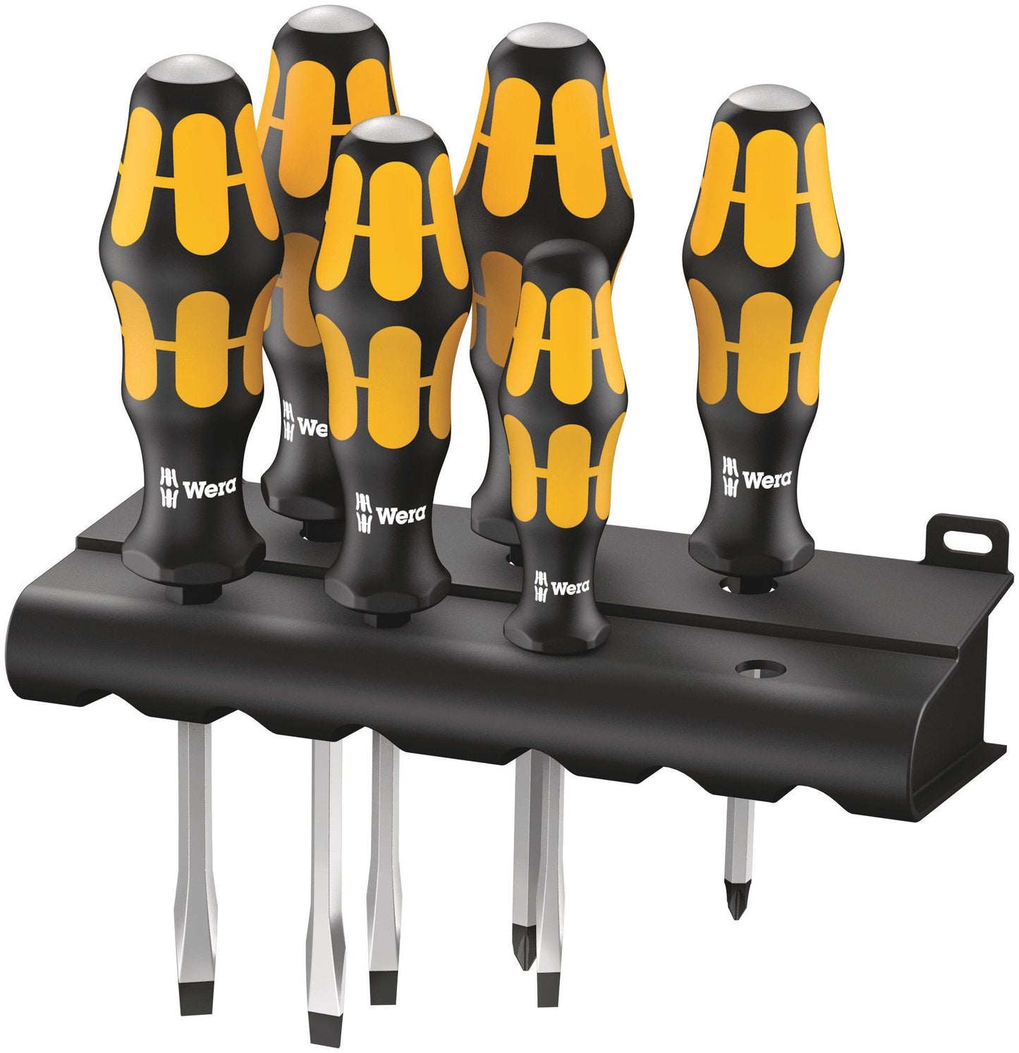 Wera 932/918/6 Kraftform Chiseldriver screwdriver set and rack, Pozidriv/Slotted, 6pc, 05018287001, Silver