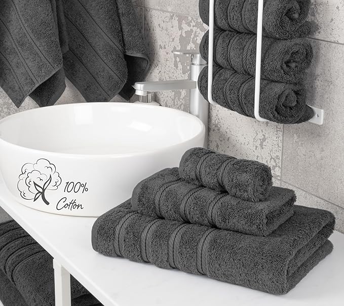 American Soft Linen Premium 3 Piece Towel Set, 1 Bath Towel 1 Hand Towel 1