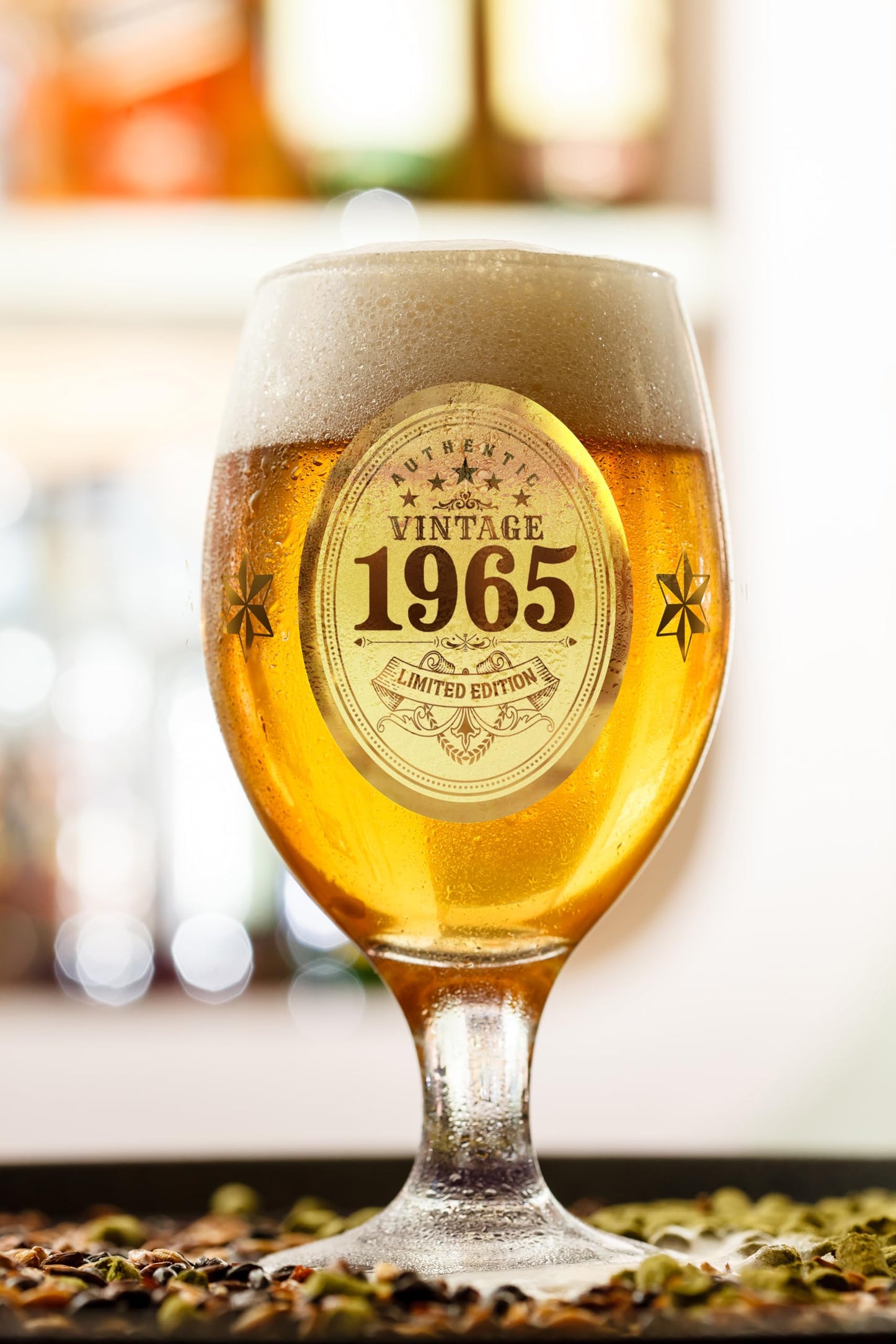 CROWNLY CRYSTAL® 1965 60th Birthday Gifts for Men Personalised Beer Glasses Decorations Gifts for Him Presents Husband Gift Ideas