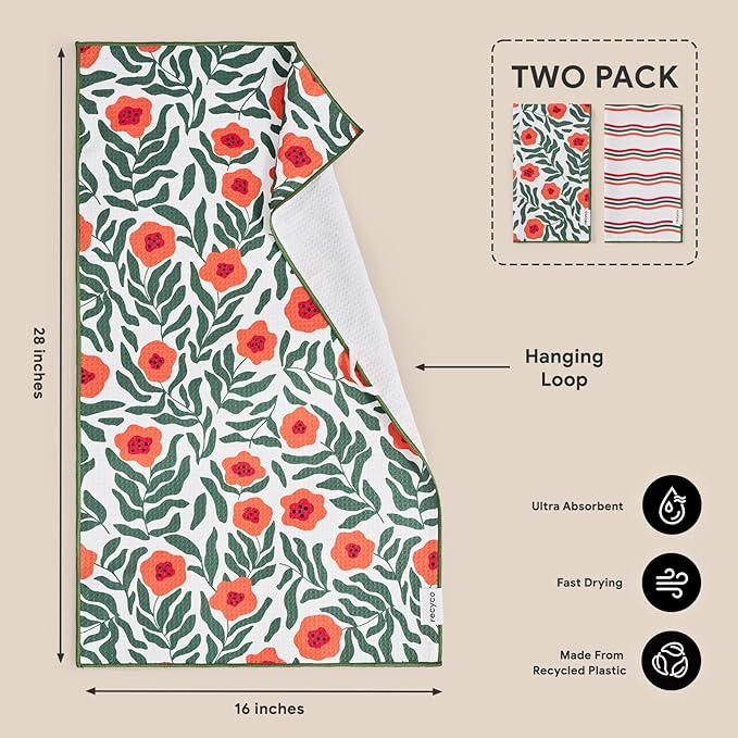 RECYCO Waffle Kitchen Towel Set of 2