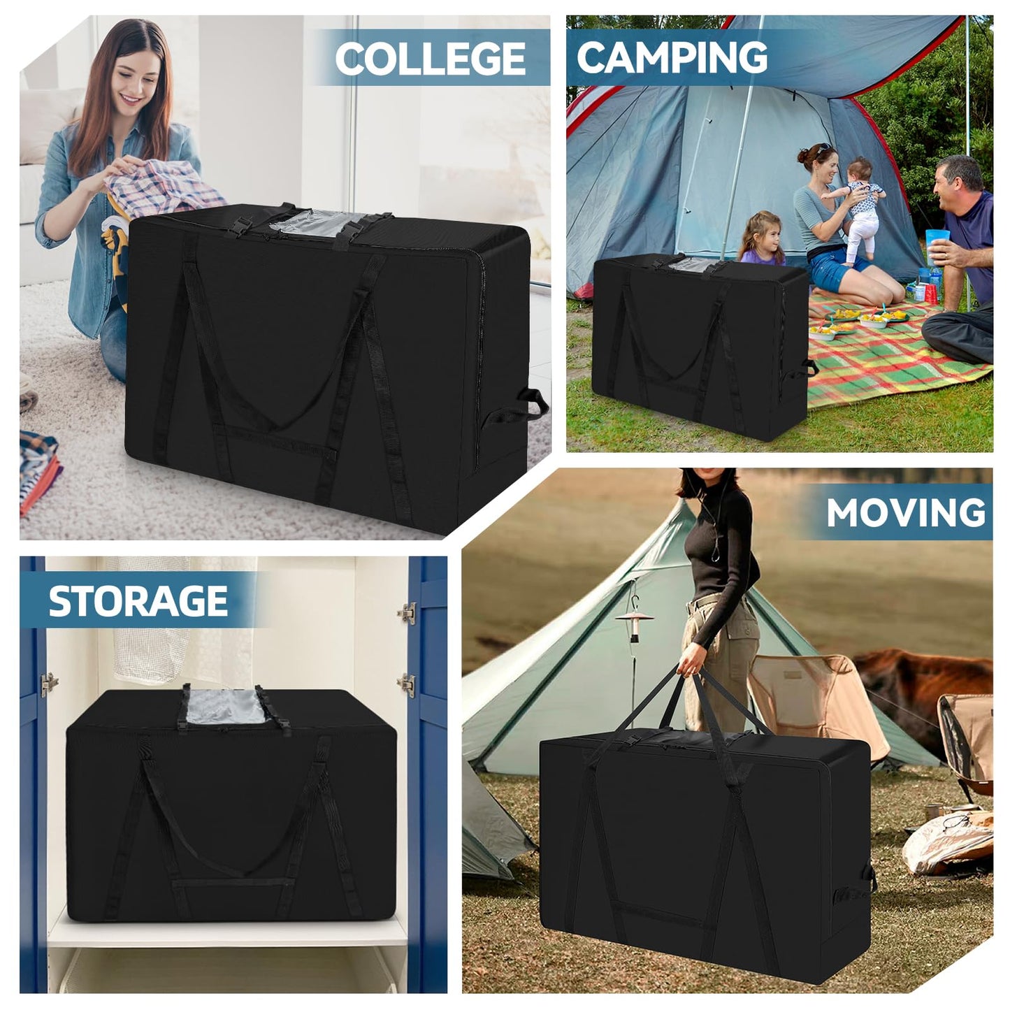 FREEAMG Folding Mattress Storage Bag, Fits 4" Twin & Twin XL Mattress 650D Oxford Cloth Trifold Memory Foam Mattress Carry Case,Portable Heavy Duty Mattress Moving Bag for Tri-Fold Guest Bed Mattress