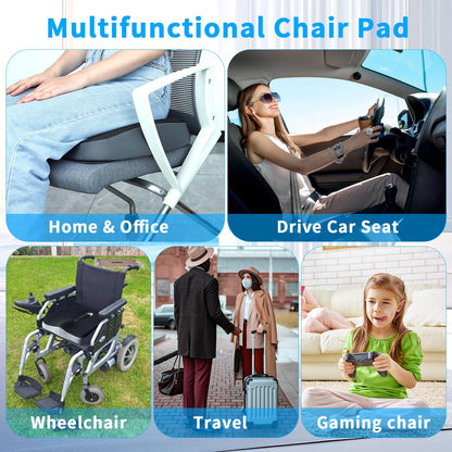 ANKUNABA Seat Cushions for Office Chairs, Large Memory Foam Desk Chair Cushion for Coccyx Tailbone Sciatica Back Pain Relief, Orthopedic Chair Pad for Car Wheelchair Computer Long Sitting (Black)