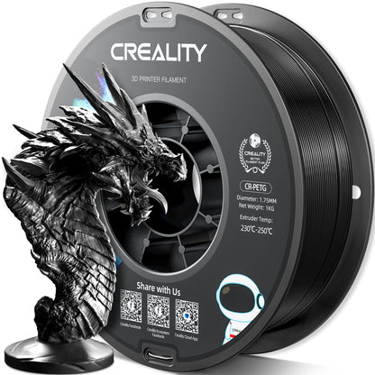 Creality PETG Filament 1.75mm 3D Printer Filament 1KG (2.2lbs), High Precision, Strong Toughness, Odorless, Dimensional Accuracy +/- 0.02 mm, Moistureproof 3D Filament for FDM 3D Printer, Black