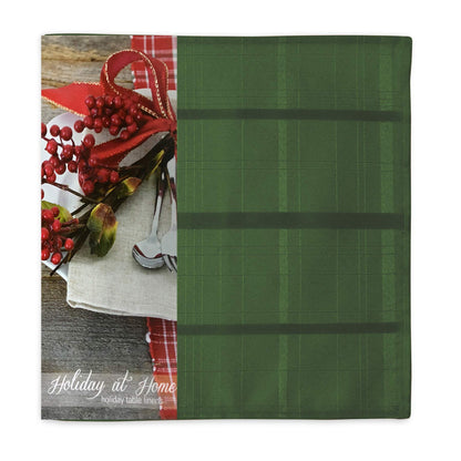 Newbridge Christmas Elegance Plaid 60 x 120 Inch Rectangle Fabric Tablecloth, 100% Polyester, No Iron Soil Resistant Dining Room, Party and Banquet Table Cover, Solid Textured, Hunter Green