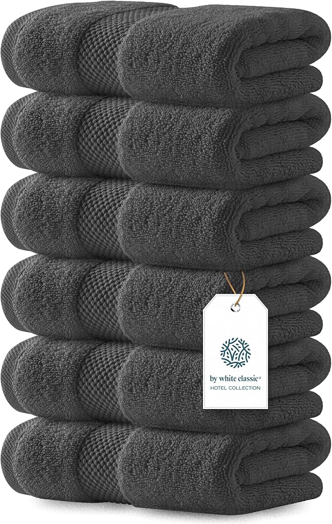 White Classic Luxury Charcoal Hand Towels