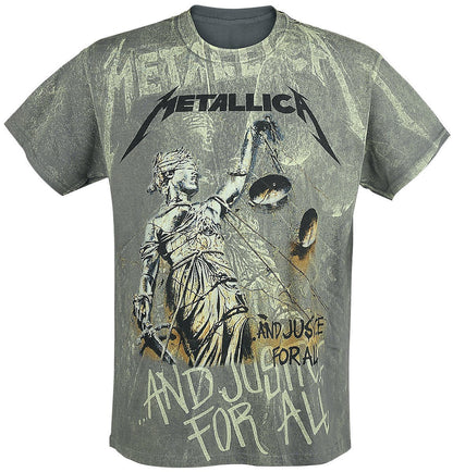Metallica ... and Justice for All - Neon Backdrop Men T-Shirt Charcoal M, 100% Cotton, Regular
