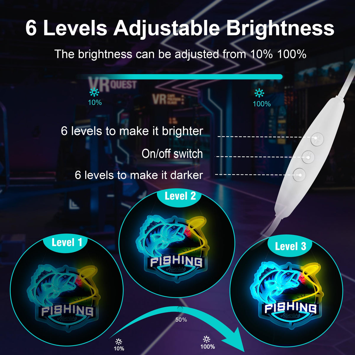 LIUISNEO Fishing Neon Sign,Innovative Integral Forming Process,With Dimmable Switch For All Holiday Party and Home Decoration