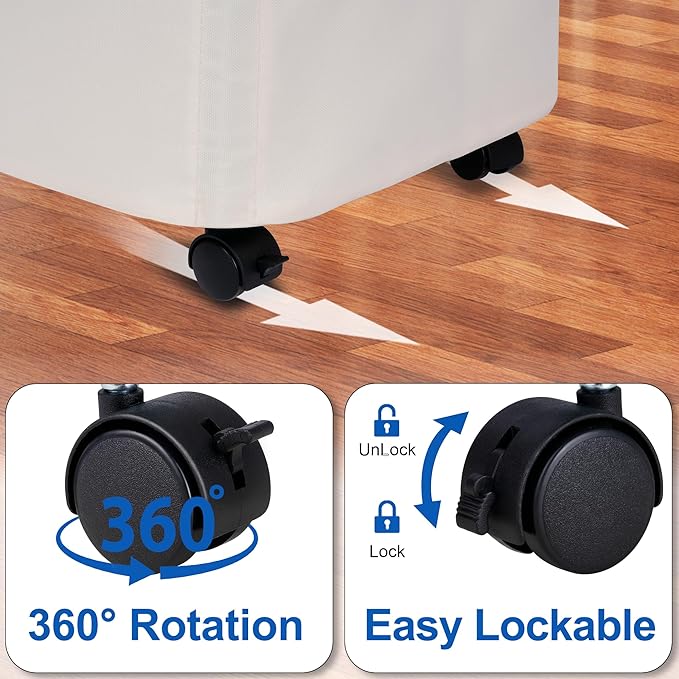 Slim Laundry Hamper with Lid and Wheels, Small Rolling Laundry Basket with