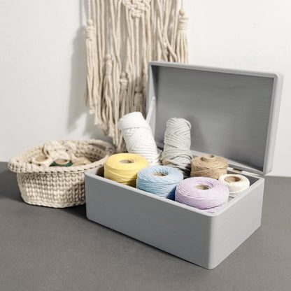 Creative Deco Large Gray Wooden Box Storage with Hinged Lid | 11.8x7.87x5.51in (+-0.5) | Keepsake Gift Box for Tool Dog Toy Kitchen Storage | ROUGH UNSANDED Wood Chest Trunk