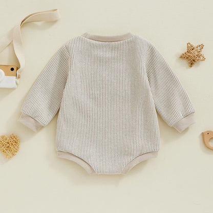 BemeyourBBs Newborn Baby Boy Girl Fall Winter Clothes Long Sleeve Bubble Sweatshirt Romper Cute Infant One Piece Outfit (Christmas Jolly Beige, 6-9 Months)