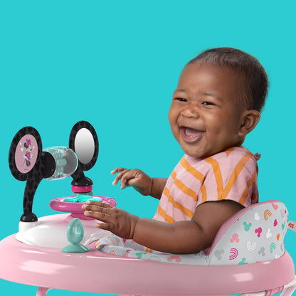 Bright Starts, Disney Baby, Minnie Mouse Forever Besties 2-in-1 Activity Walker with Removable Toy Station with Lights, Songs & Sounds, Adjustable Height, Foldable, Easy to Clean, Pink, Age 6 months+