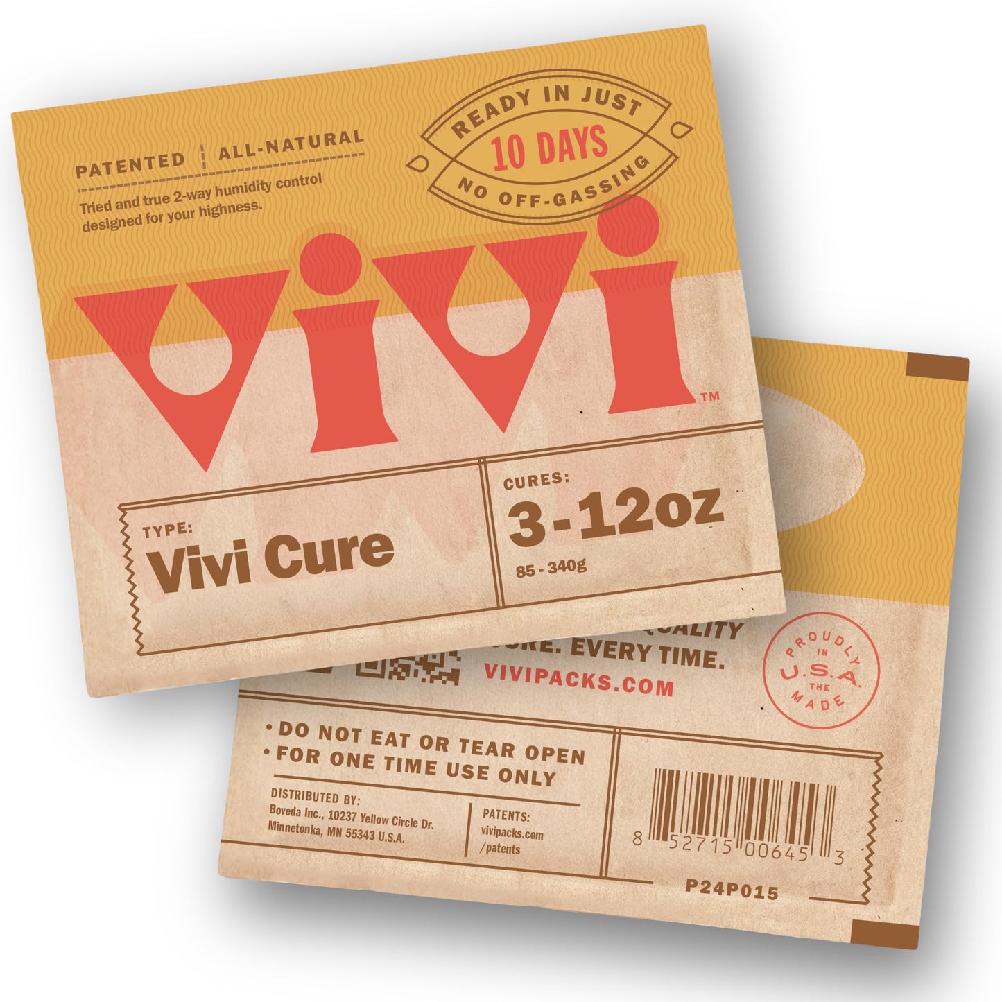 Vivi 10-Day Refining Process Humidity Control Packs | Balance Moisture for 3 to 12 oz in Any Airtight Storage Container, 4-Pack with Resealable Bag, Powered by Boveda