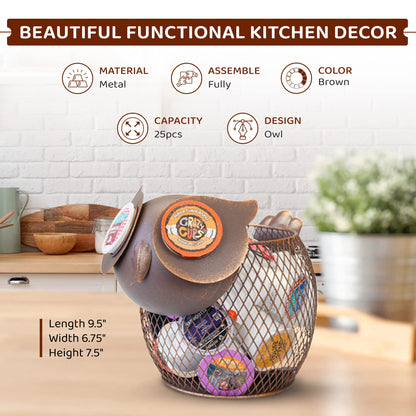 Made Easy Kit Coffee Pod Organizer - Home Coffee Bar Functional Décor - Café Station Countertop Storage Accessories (Sea Turtle)