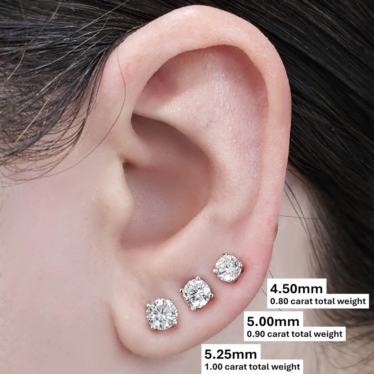 Central Diamond Center Round Simulated Diamond Stud Earrings Hypoallergenic Metal & Sterling Silver CZ - 5.25mm (1.00cttw) Yellow