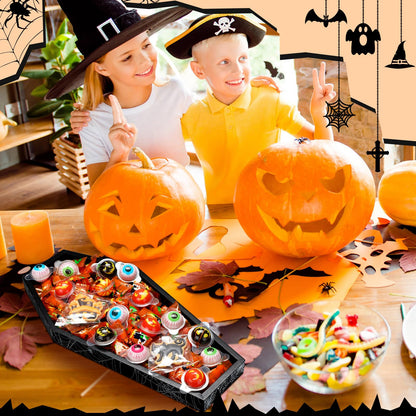 Teenyyou 15.7 x 7.8 Inch Halloween Coffin Charcuterie Boards with Skeleton Spider Web Decor Black Wood Coffin Serving Trays and Platters Halloween Candy Bowl Gothic Serving Box for Party Supplies
