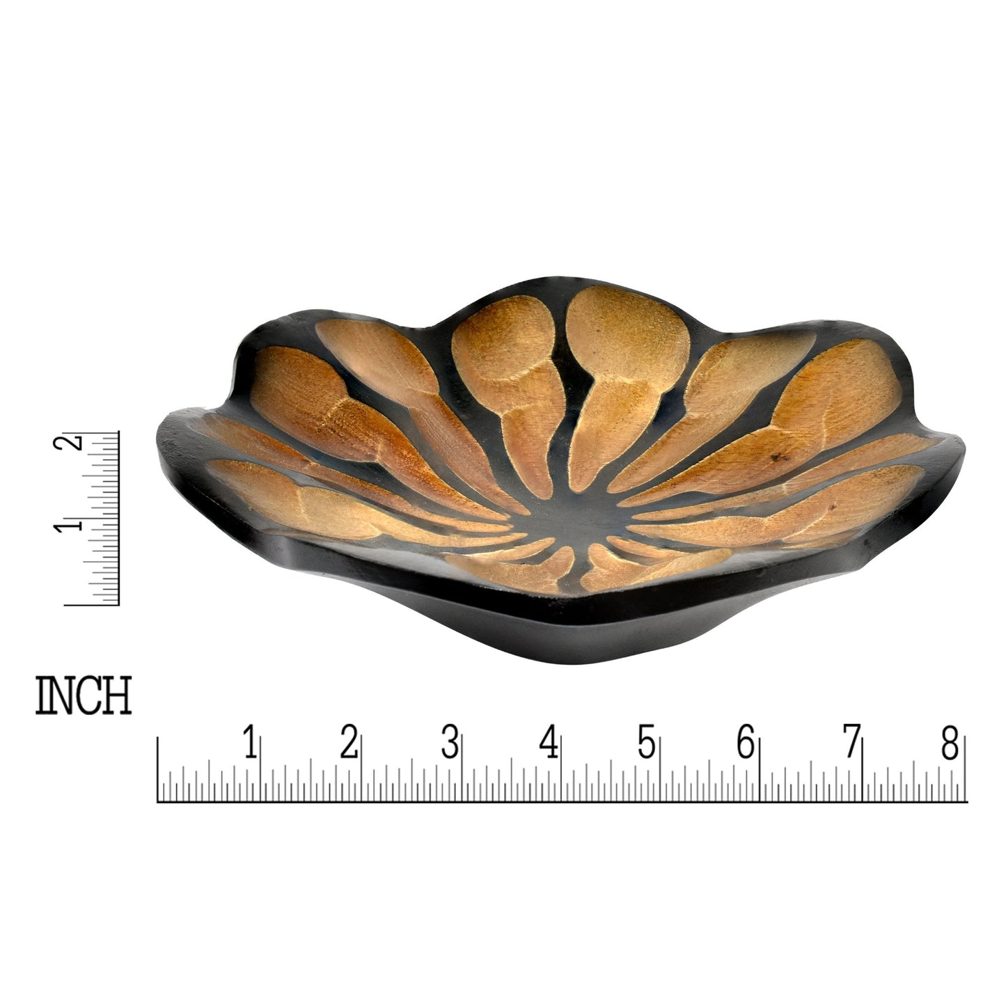 AeraVida 8-Inch Handmade Mango Wood Lotus Blossom Plate Tray | Decorative Carved Wooden Bowl for Tabletop, Entryway or Kitchen | Rustic Boho Accent Dish for Home Décor or Gifting