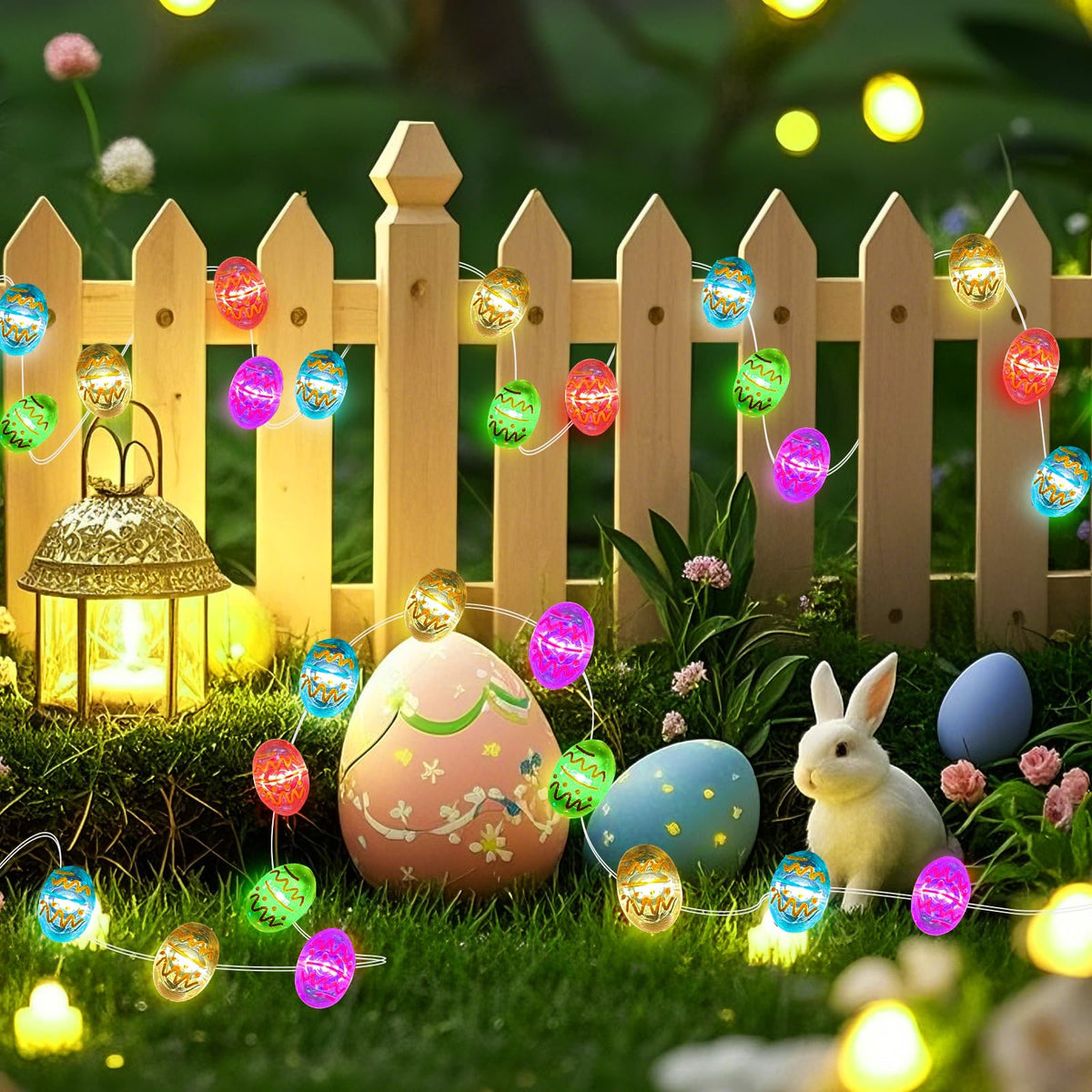 Aogist 50LED Easter Egg Fairy Lights - 16ft Super Bright 3D Egg String Light Battery Operated Decor for Indoor/Outdoor Easter Basket Spring Party Home Yard Tree Decor,2 Pack