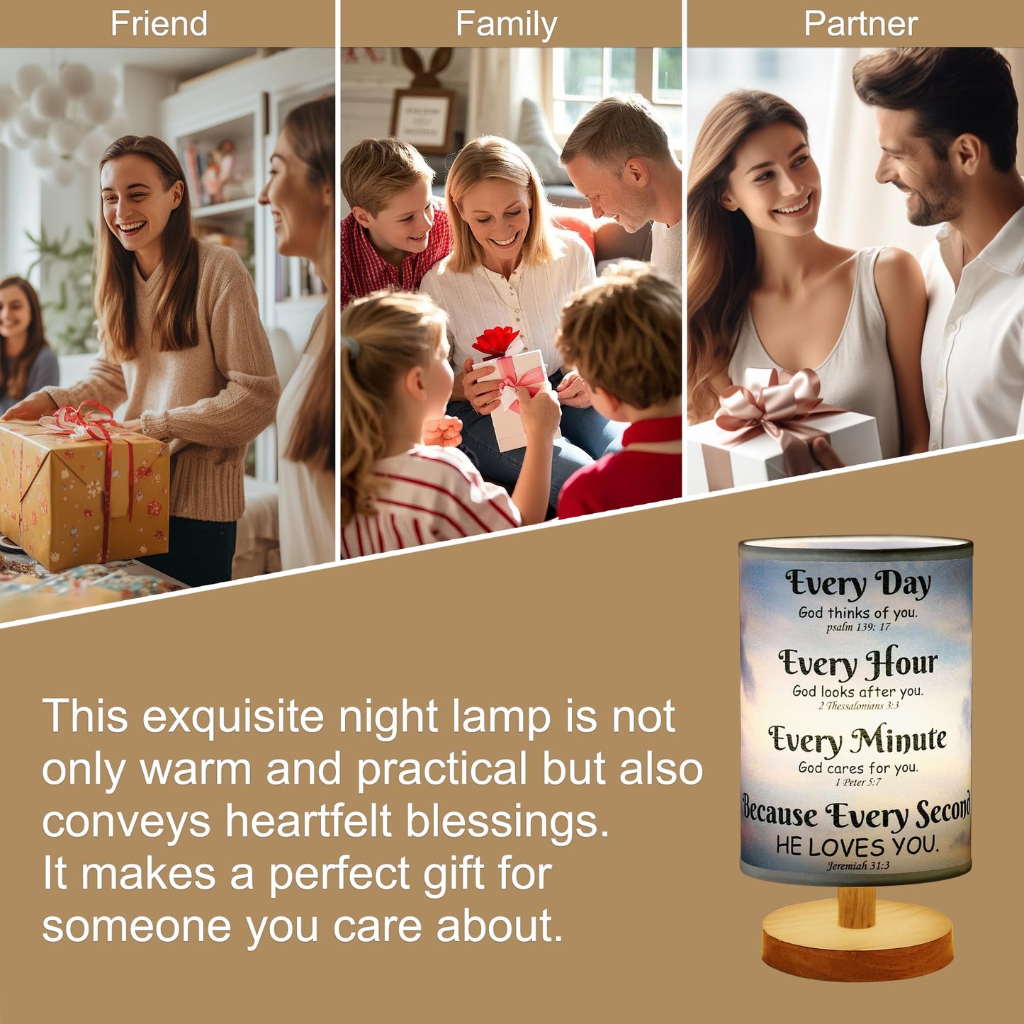 WSYEAR Bible Verse Table Lamp with Inspirational Thoughts and Valentines Day Christian Religious Baptism Gifts for Women Wife Mom Men Christmas Easter Gifts for Him Her