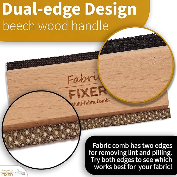 Multi-Fabric Sweater Comb with Natural Beech Wood Handle Manual Fabric Defuzzer