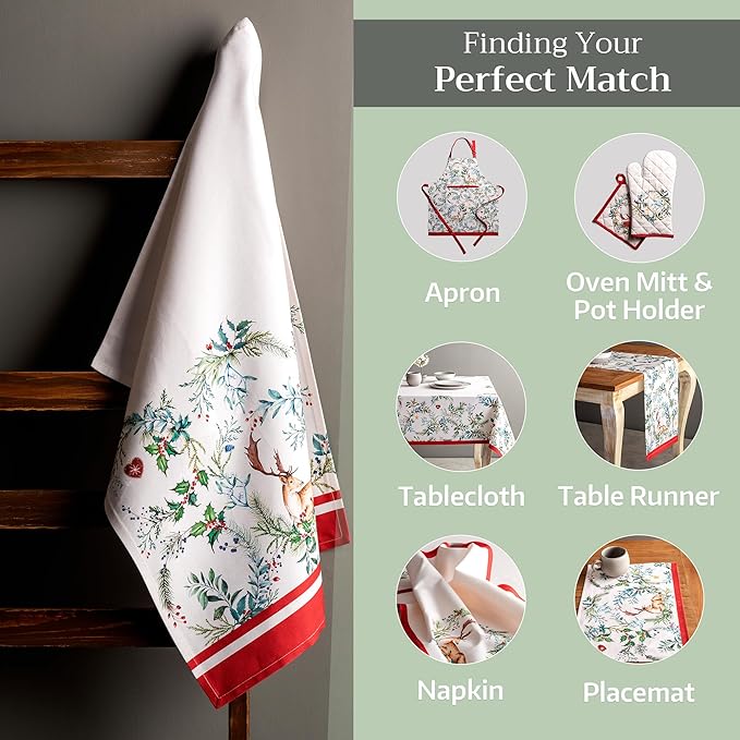 Maison d' Hermine Kitchen Towels Set of 3 100% Cotton 20" x 27.5" Reusable