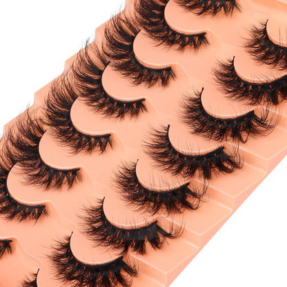Mink Lashes Cat Eye Lashes Volume Fox Eye False Eyelashes Lashes Natural 6D D-Curly Volume Fake Eyelashes Soft Handmade Lashes that Look Like Extensions Lashes Pack