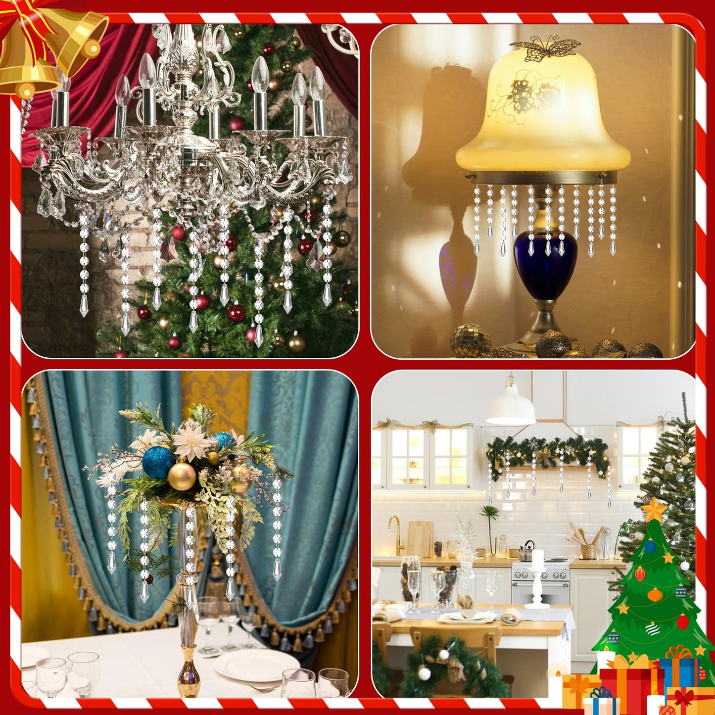 100 Pcs Acrylic Hanging Crystals for Centerpieces Chandelier Clear Crystal Garland Strands Ornament Acrylic Clear Beads Prisms Pendant for Christmas Tree Window Home Decoration(Icicle)