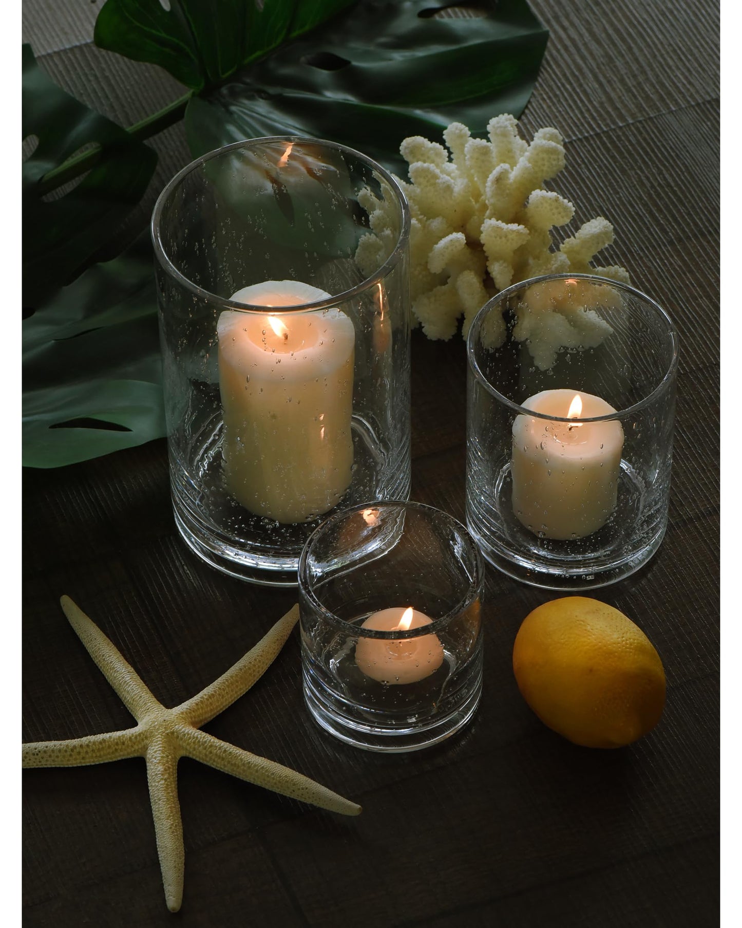 ARIAMOTION Glass Candle Holders Set, 3 Sizes 8" 5" 3.5" Height