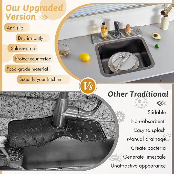 Diatomite Sink Protector for Kitchen, Super Absorbent Soap Drying Ttray Sponge